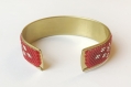 Bracelet jonc rouge, argenté et doré en perle de miyuki