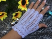 Mitaine dentelle blanc au crochet, gants femme mariage, mitaines  doigts, mitaine dentelle été crochet , gants fins