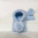 Chausson bébé 0-8 mois en laine bleu pâle / pompon uni