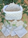 Kit nature panier en tissu beige avec 6 lingettes lavables assorties, une gratounette en sisal, un oriculi en bambou