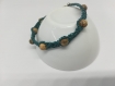 Bracelet macramé bleu et perles naturelles 