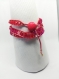 Bracelet wrap en coton ciré en perles toupies et une breloque pomme