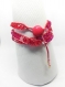 Bracelet wrap en coton ciré en perles toupies et une breloque pomme