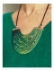 Collier plastron multirangs nuances de vert en perles de rocaille