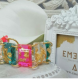 Bracelet femme, tri-color, fait main en résine et feuilles or, idéal pour un cadeau unique et exceptionnel !