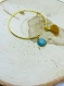 Bracelet demi jonc doré pierre de jade/opaline