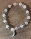 Bracelet avec véritables perles labradorite, quartz rose et breloque lune