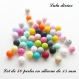 50 perles en silicone de 15 mm, mix couleur