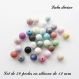 50 perles ronde en silicone de 12 mm, mix couleur
