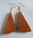 Boucles d'oreilles pendantes en bois de chêne massif.