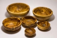 Série de 6 bols en bois d'olivier massif à diamètre croissant
