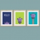 3 affiches enfant colorées amusantes avec girafe, décoration, chambre bébé garçon