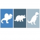 3 affiches dinosaure bleu, 20 x 30 cm, décoration de chambre de garçon, dinos, diplodocus, cadeau garçon