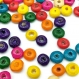 20 perles en bois rondes multicolores 6 x 3 mm  pour scrapbooking, brads, embellissement, cadeau, décoration, décor, die cut