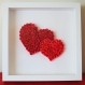 2 cœurs en roses miniatures dans une boîte d'ombre