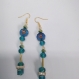 Boucles perles de cristal et perles de verre  ambiance turquoise
