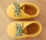 Chaussons bottines fraise bébé 6-12 mois feutrés laine mérinos n 26