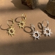 Petites boucles d'oreilles anneaux soleils divins en acier inoxydable dorés ou argentés qualités plaqué or cadeau pour femme