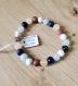 Bracelet perles pierres minérales naturelles 8mm lithothérapie howlite, aigue marine, lapis-lazuli, citrine et rhodonite fait main