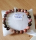 Bracelet perles pierres minérales naturelles 8mm rhodonite apaise angoisses, nérvosité, adolescence, sclérose en plaques bijou fait main