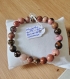 Bracelet perles pierres minérales naturelles 8mm rhodonite apaise angoisses, nérvosité, adolescence, sclérose en plaques bijou fait main