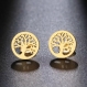 Petites boucles d'oreilles puces arbres de vie acier inoxydable dorés ou argentés qualités plaqué or cadeau à offrir pour femme