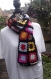 écharpe , étole , grand mère , crochet , carrés noir et multicolore , 1 .90 m / 18cm , crochet , laine acrylique 