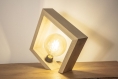 Géo / lampe de table / lampe en bois de chêne massif / design minimaliste carré / ampoule led edison / eclairage chaud 2200k / onglet