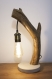 Lampe de table / lampe en bois / cyprès/  ampoule edison / led / 2000k / Éclairage indirect chaud / design / branche d'arbre / pied ciment