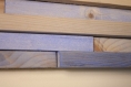 Cadre parement de bois tableau, art mural, sculpture 3d, lamelles, mosaïque de bois bleu, décor mural, bois palette récupéré
