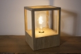 Lampe de table / lampe en bois / chêne /  ampoule edison / led / 1800k / Éclairage indirect chaud / design / minimaliste / cube / lanterne