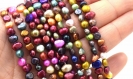 Perles d'eau douce oignon multicolore perle de nacre coquillage deux Ø ~4 et ~8mm   - lot de 20/50 unités