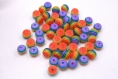 X40 perles en résine 8mm à rayures multicolore arc en ciel  pr02