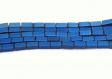 1 chapelet de perles d'hématite rectangle bleu