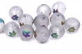 Perles verre rond motif feuilles d'érable - lot de 20/40 unités