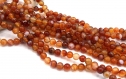 Perles agates rayées rondes 6mm/8mm orange rouge  par lot de 20/48 unités