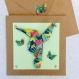 Carte origami colibri et papillons tropicaux 