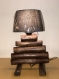 Lampe de chevet en bois flotté, lampe  contemporaine, lampe artisanale