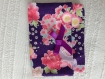 Petite pochette en tissu japonais fond violet et fleurs