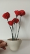 Tasse de 5 coquelicots , fait main, papier mâché, fleurs éternelle, à offrir ou pour sa décoration, diamètre  de 10 cm et hauteur de 27 cm