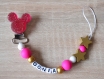 Attache tétine mickey strass silicone et bois personnalisable