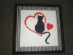 Cadre broderie chat coeur