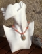 Collier pendentif porcelaine de limoges-quartz rose-aigue marine-swarovski orange-vert bleuté-rose modèle 