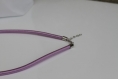 Collier soie-pendentif zirconium violet modèle 