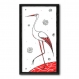 Cigogne rouge et blanche - peinture graphique à l'acrylique sur papier