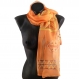 Foulard écharpe mousseline de soie orange peint main accessoire soirée