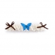 Jarretière de mariée dentelle blanche papillon turquoise petits noeuds chocolat