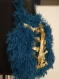 Petit sac bleu tricoter