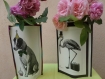 Noel vase papier paper chien anniversaire / flamant rose en voyage animaux noir blanc décoration fleur biais satin designer création france