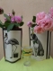 Noel vase papier paper chien anniversaire / flamant rose en voyage animaux noir blanc décoration fleur biais satin designer création france